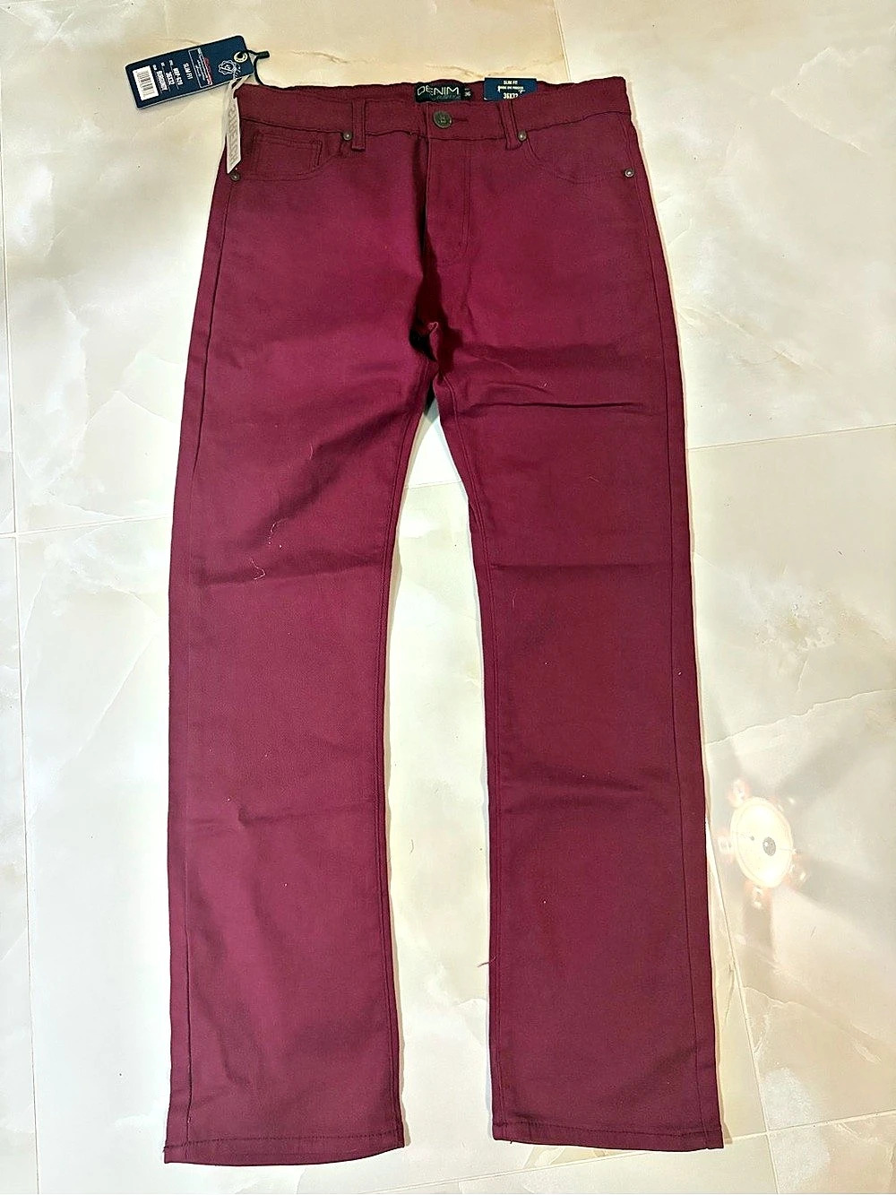 7 For All Mankind Slim Fit Men's Chinos Burgundy Waist 36x32 NWT